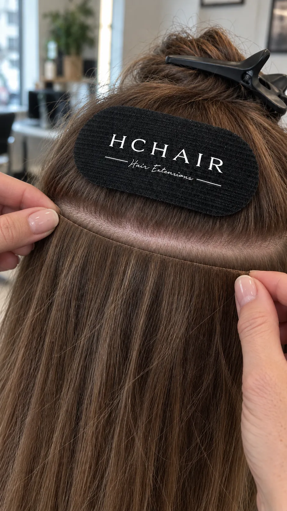 Illustrasjon av montering av Tape Weft extensions